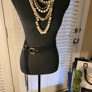 Ann Taylor Black Suede Genuine Leather Belt